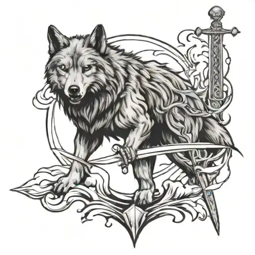 Lone Wolf With Sword