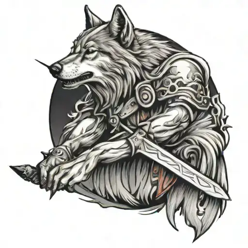 Lone Wolf With Sword Emerging