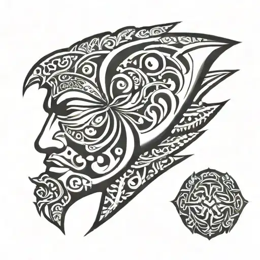 Hawaiian Tribal Patterns For Men Down The Left Side Of His Cheek