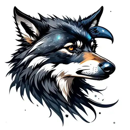 Galaxy Wolf And Raven