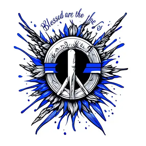 Blessed Are The Peacmaker's Thin Blue Line Tattoo Design