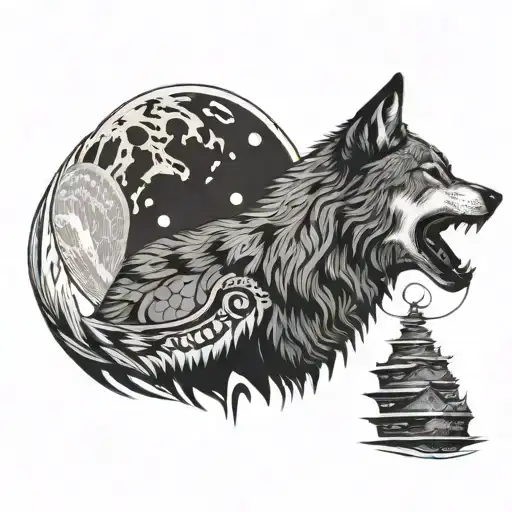 A Wolf Howling At The Moon With Intricate Patterns Representing Different Advocacy Causes