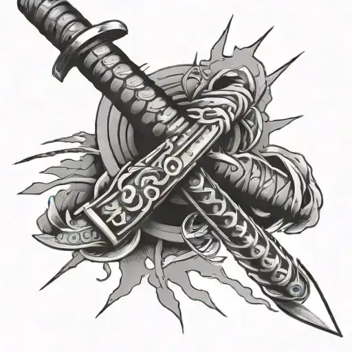 Samurai Sword Over Claw Scratch Marks