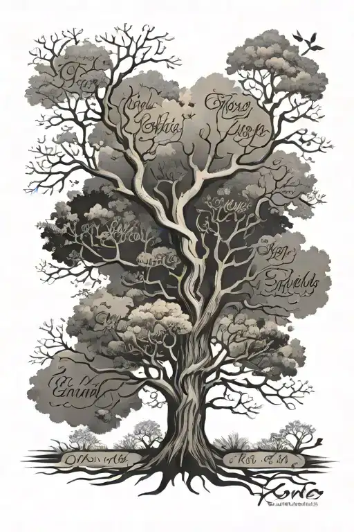 Tree With Family Names Written