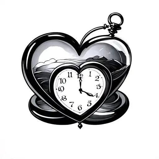 Heart Inside Hour Glass With Clock On Top