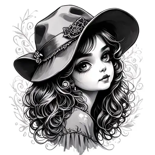 Love Little Lady With Heard Hat Surrounded
