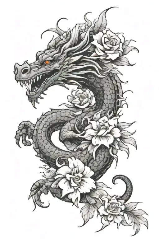 Dragon With Flowers