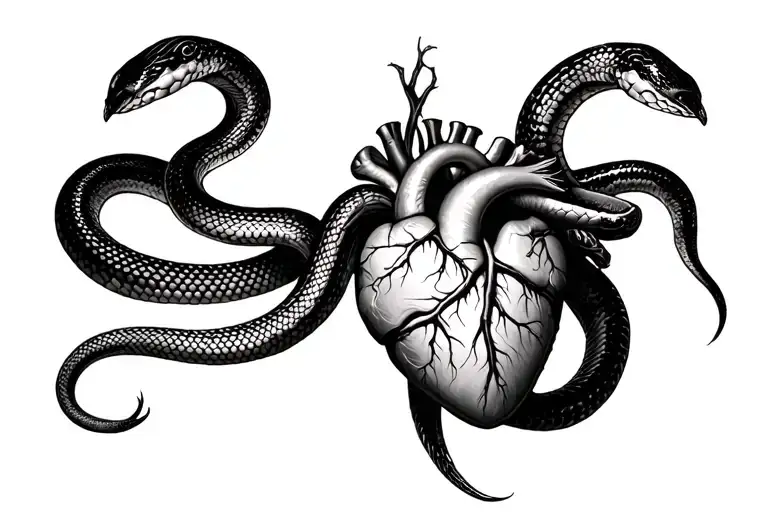 Anatomical Heart Surrounded My Snake
