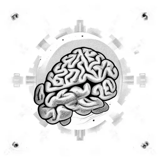 Black And Grey Anatomical Brain With Boomerangs Flying Around It