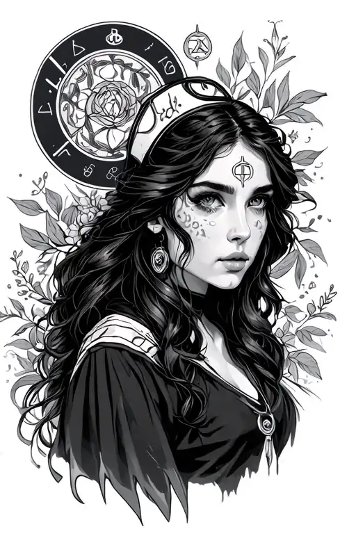 Freya With Nurse Runes Simple Line Wirk