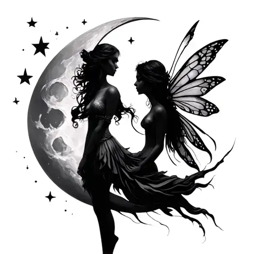 Fairy And Moon Merging Together