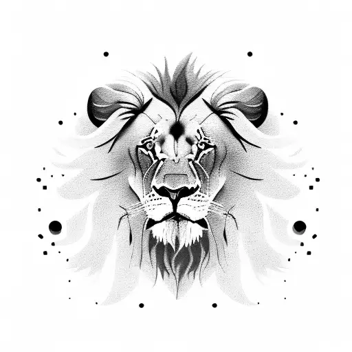 Lion With Crowd And Orange Eyes