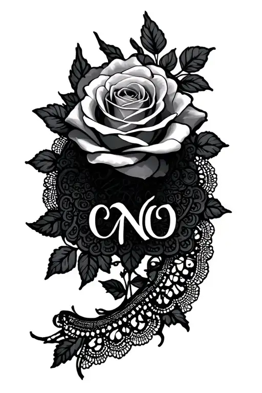 Name Incorporated With Lace And Rose