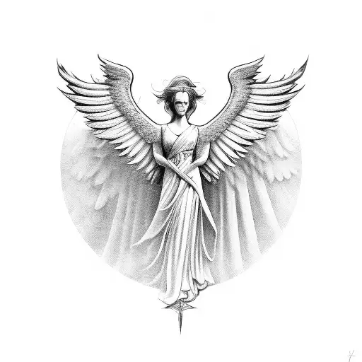 Guardian Angel With Multiple Wings And A Cross