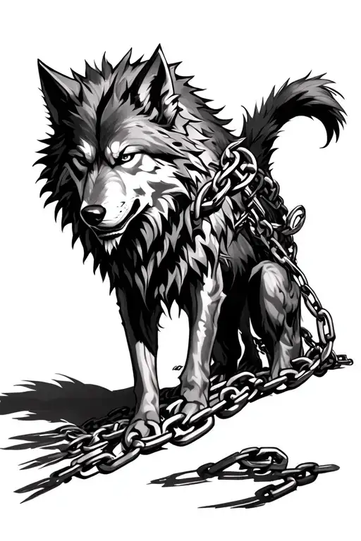 Fenrir Wolf From God Of War With Some Chains