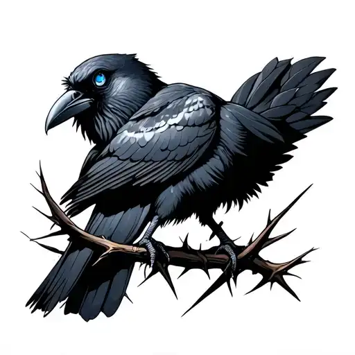 Blueeyed Raven Standing On Thorns Wrapped