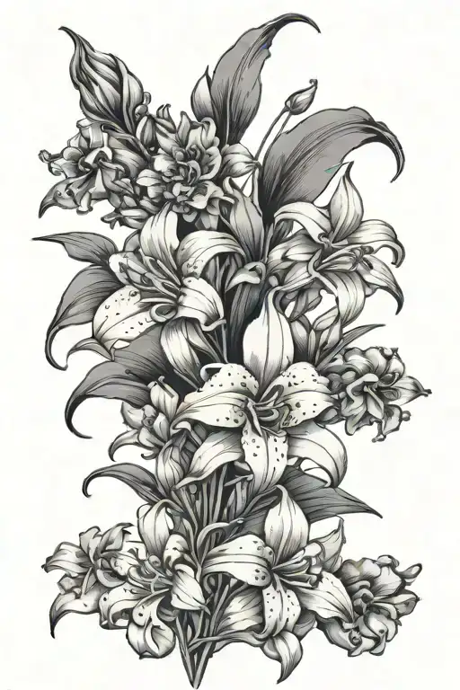 Lily Of The Vall With Larkspur Flowers Intertwined