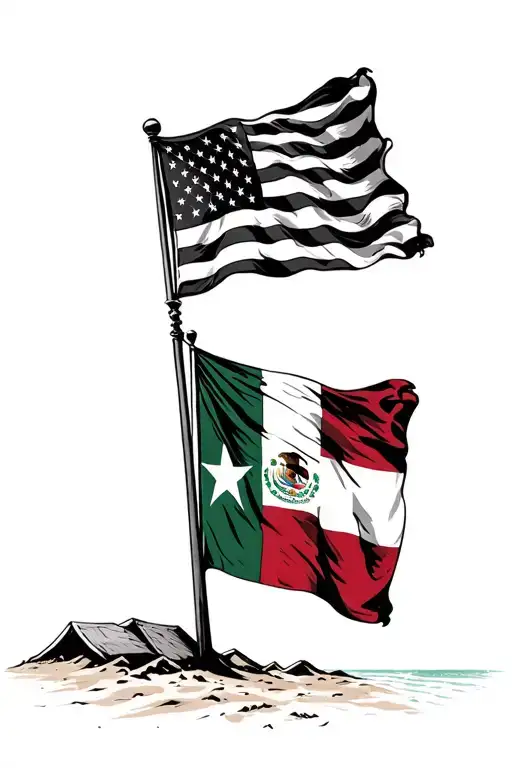 Coordinates With A Flag Pole On The Beach With The American Flag Italian And Texas Flag