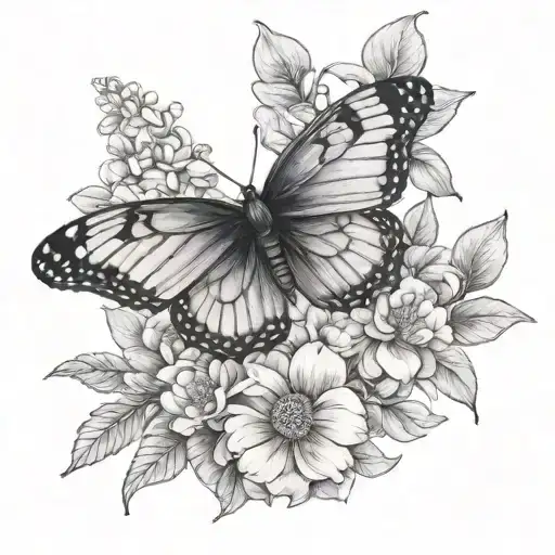 Butterfly With Birth Flowers