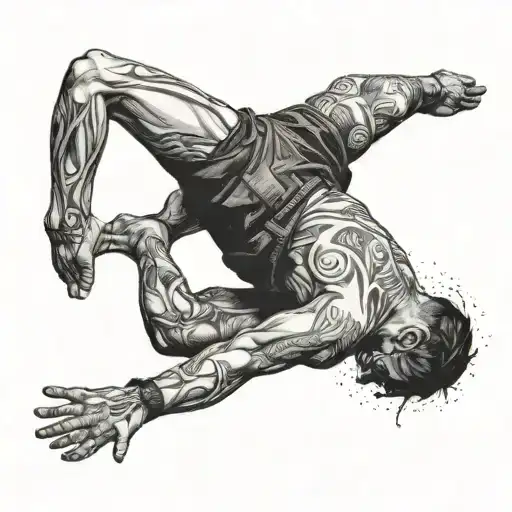 Person Doing Handstands On Two Arms With Black And Grey Shading