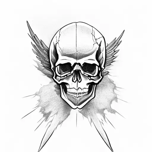 Skull With Airborne Wings