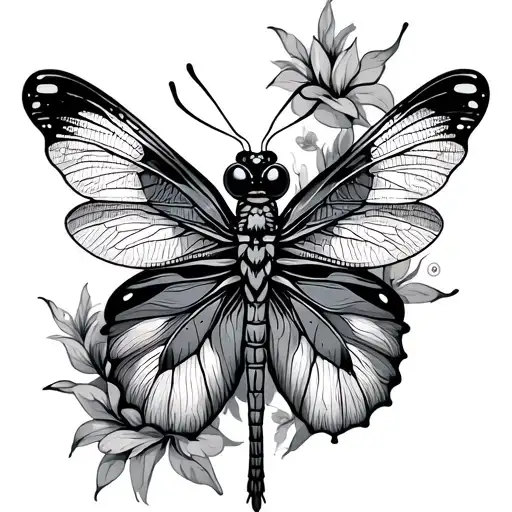 Dragonfly With Butterfly Wings Spread
