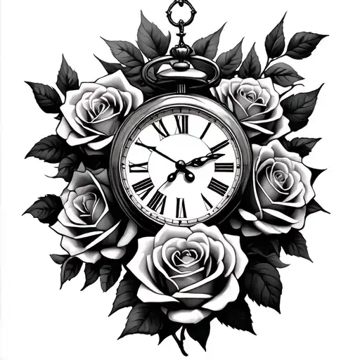 Roses And Clock Face