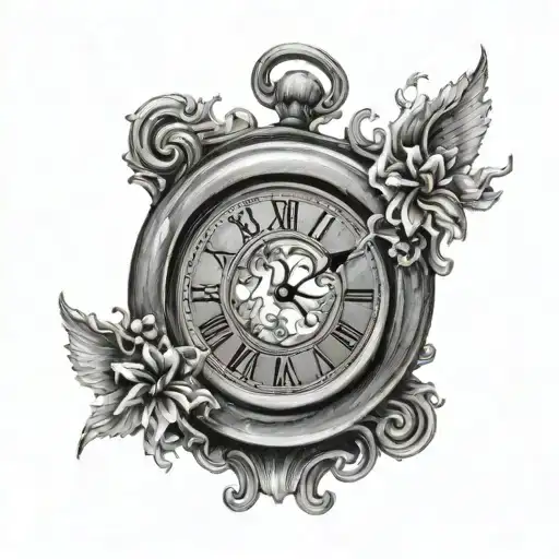 Stamp With A Melting Clock Inside With Stars And Music Notes In The Background