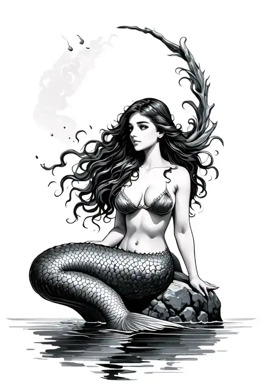 Mermaid Sitting On A Rock