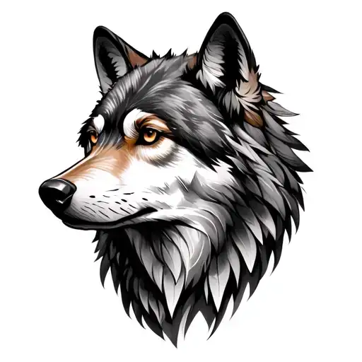 Wolf Face With Feathers