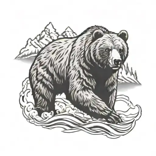 A Grizzly Bear Running With Tahoe In The Background