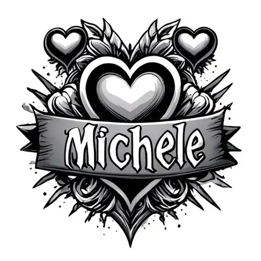 Name Banner With Michele With Hearts