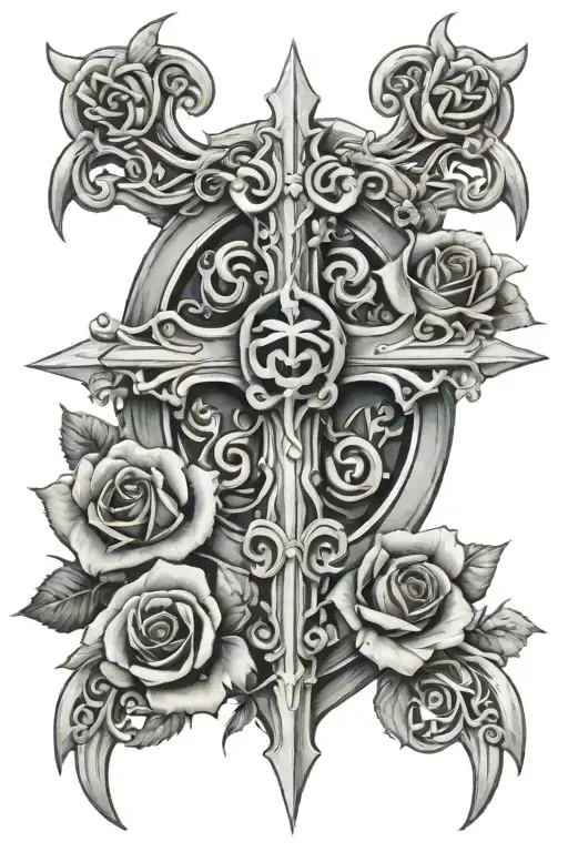 Chrome Hearts Cross With Roses And Crown Of Thorns
