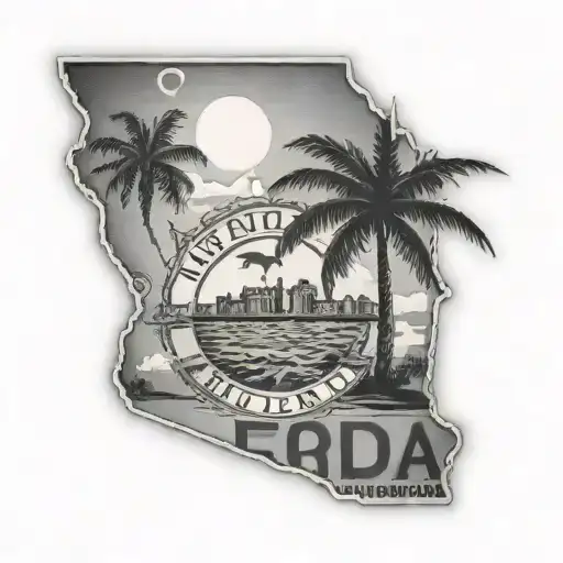 State Of Florida With License Plate Inside Representing