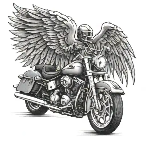 Motorcyle With Angel Wings