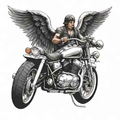 Front Of Motor Cycle With Angel Wings