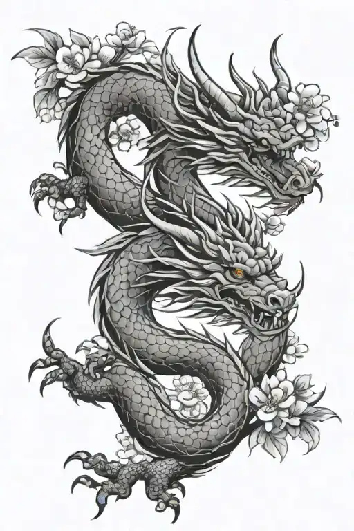 Dragon And Cherry Blossoms
