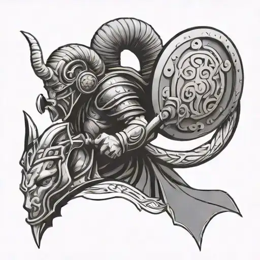 Design A Tattoo Of A Warrior Aries Symbolizing Fatherhood And Protection