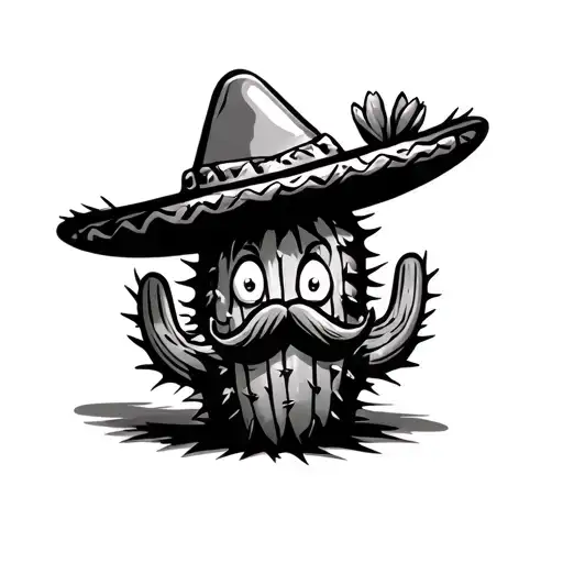 Animated Spikey Cactus With Sombrero And Mustache
