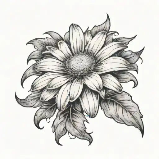 Daisy Flower Being Born Climbing Up The Wahs Carved