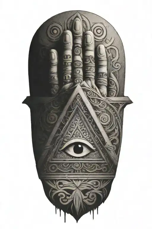 Chakras Kaaba Pyramid Cross Hand Of Hamsa Intertwined