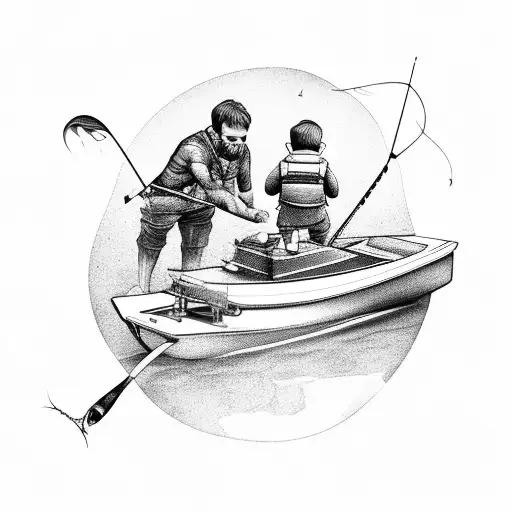 Father And Son Fishing On Boat