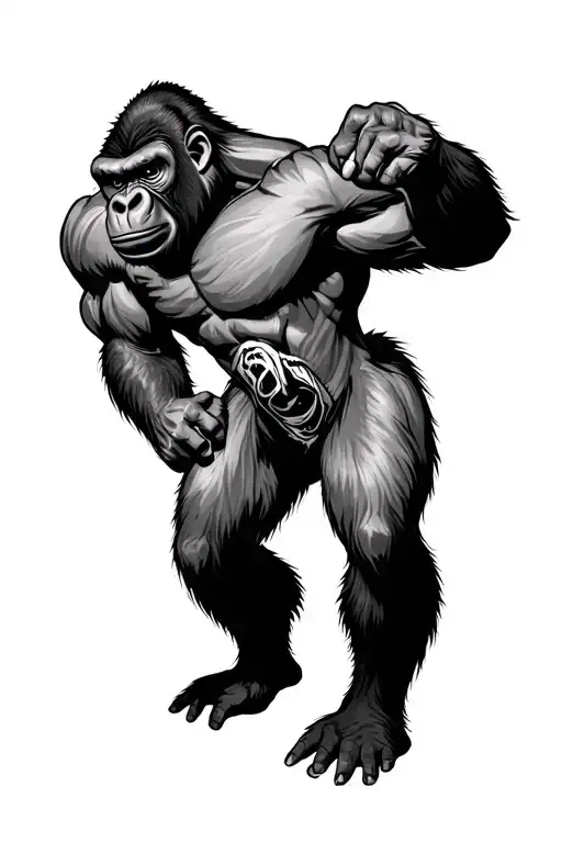 Muscular Gorilla With Stoic Symbols
