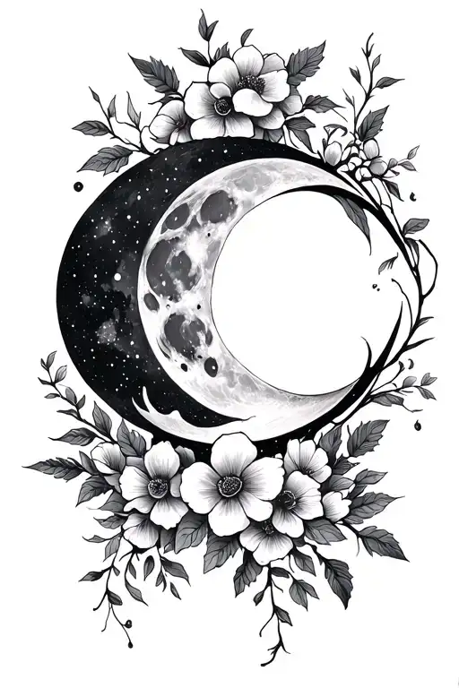 Moon Phases Intertwined With Vines And Flowers