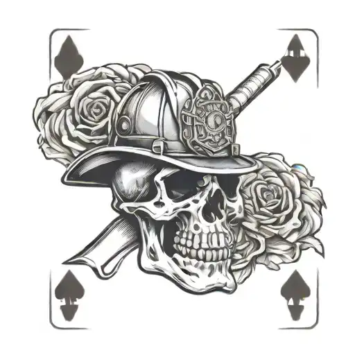 Firefighter Skull Playing Card