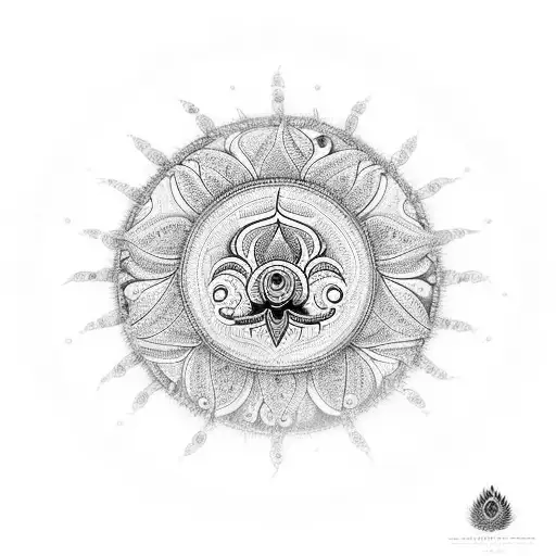 An Intricate Mandala Design Incorporating Elements Of A Peacock And The Ayyappa Swamy Weapon