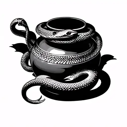 Athena Vase And Snake Tattoo Design