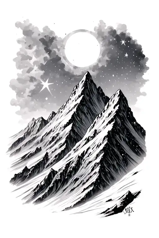 Lord Of The Rings Inspired Mountain With Stars