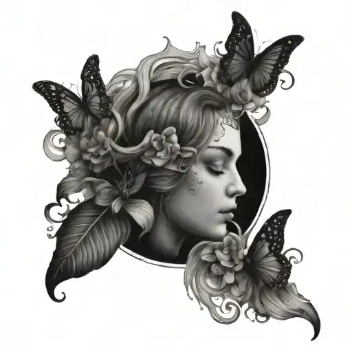 Flower Moon Aquarius Water Barrier Fountain Butterflies