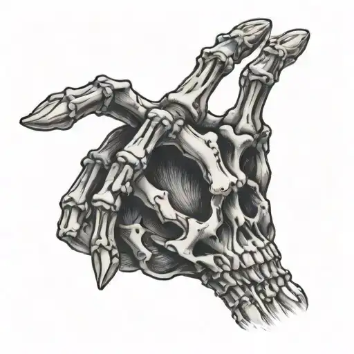 A Skeleton Hand Touching A Heart With Its Index Finger